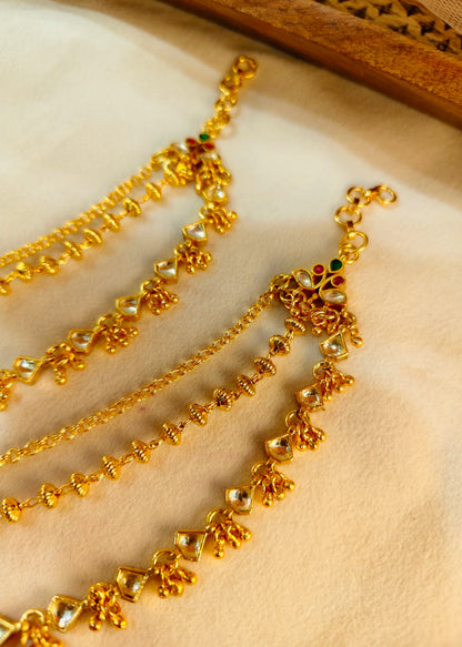 Gold Plated white Jadau Kansar(Pair)-G352800