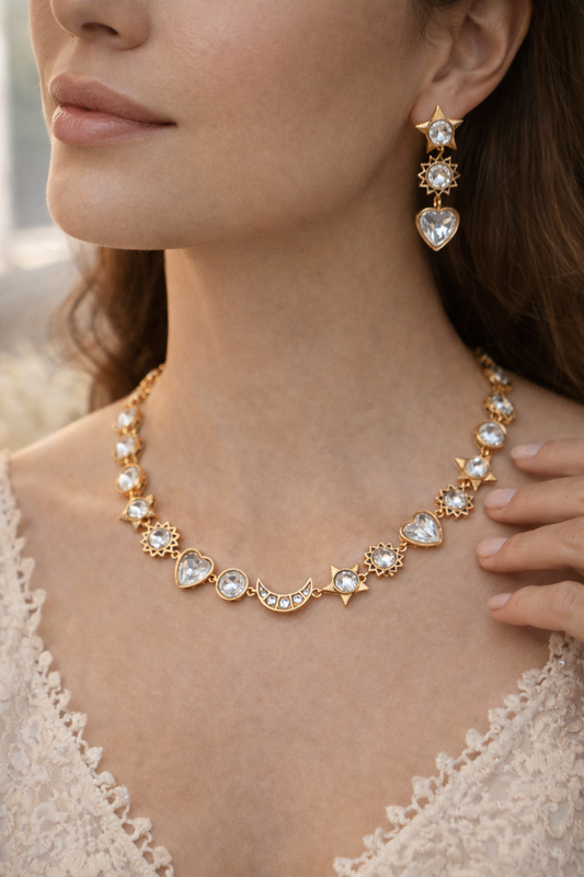 Star Moon Moissainite Necklace