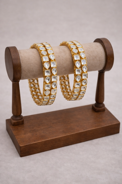 Uncut Kundan Polki Gold-Plated Bangle(set of 4)