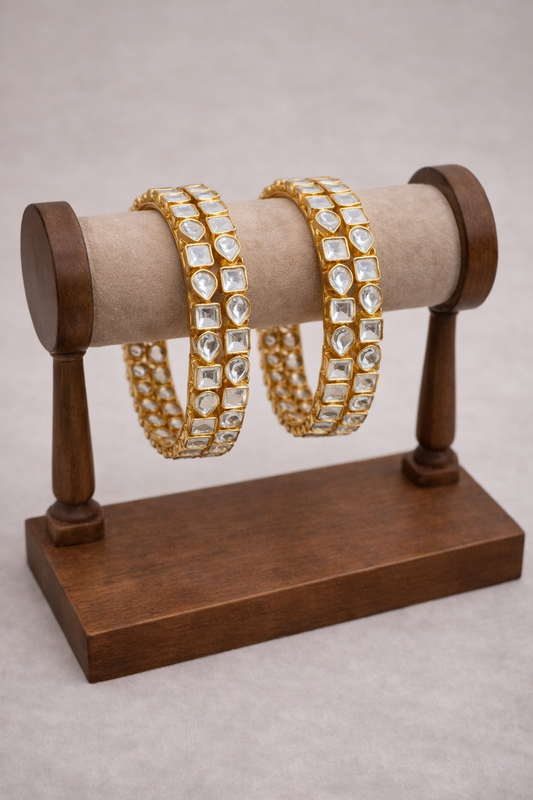 Uncut Kundan Polki Gold-Plated Bangle(set of 4)