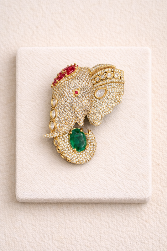 Elephant Emerald Brooch-G351700