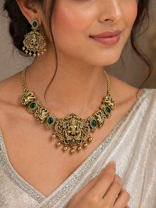 Antique Lakshmi Motif Choker Set-G352600