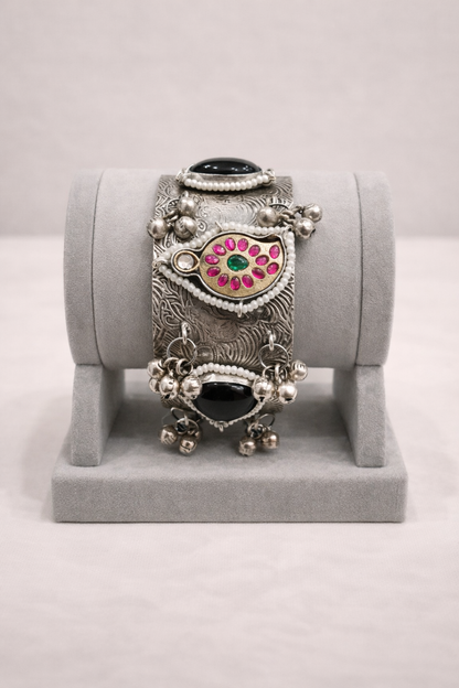 Oxidized Silver Bangles Kada/Cuff-G351400