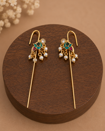 Jaduu kundan Needle Ear Cuffs-G351100