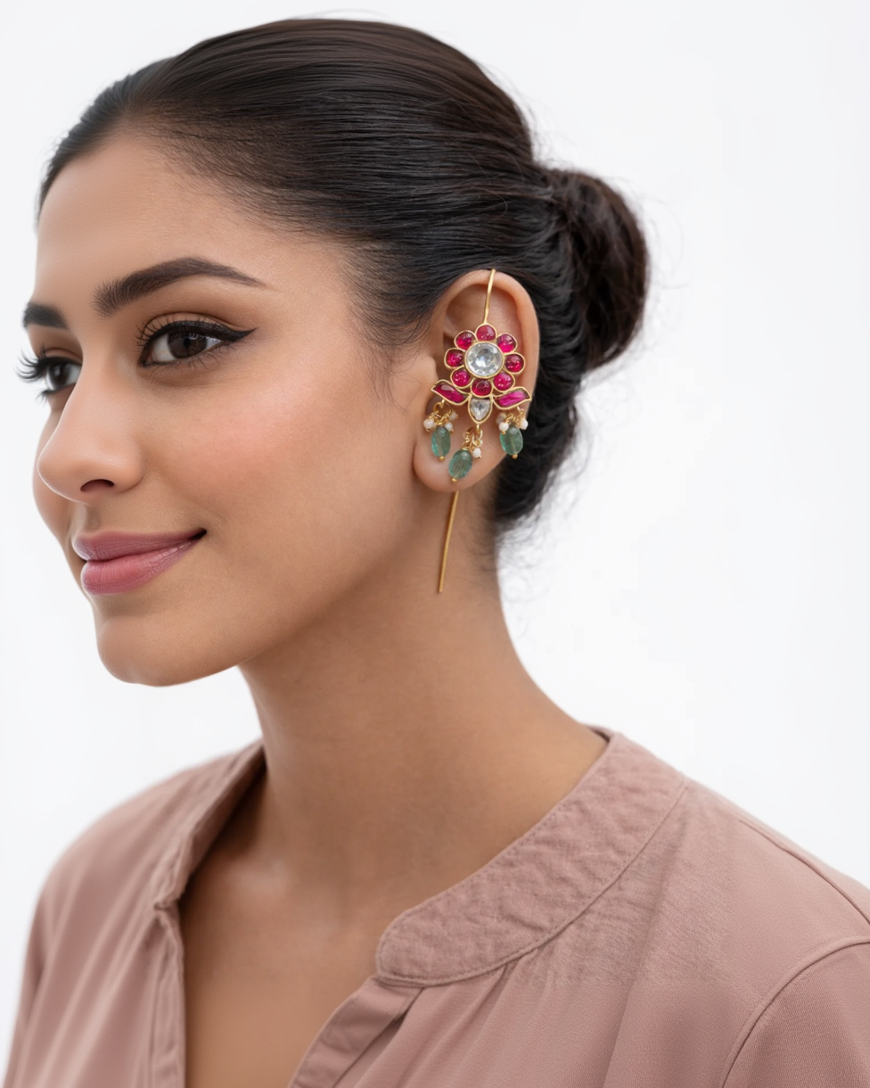 Jadau Kundan Bugadi Pin Earrings.-G351000