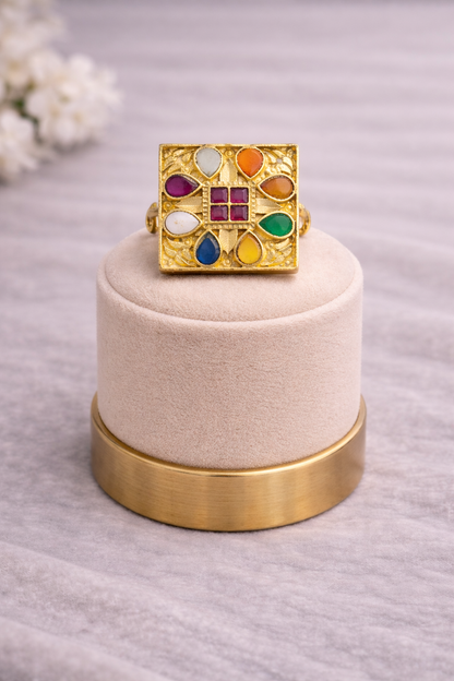 Navaratna Jadau statement ring