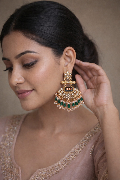 Peacock Heritage Jadau Earrings