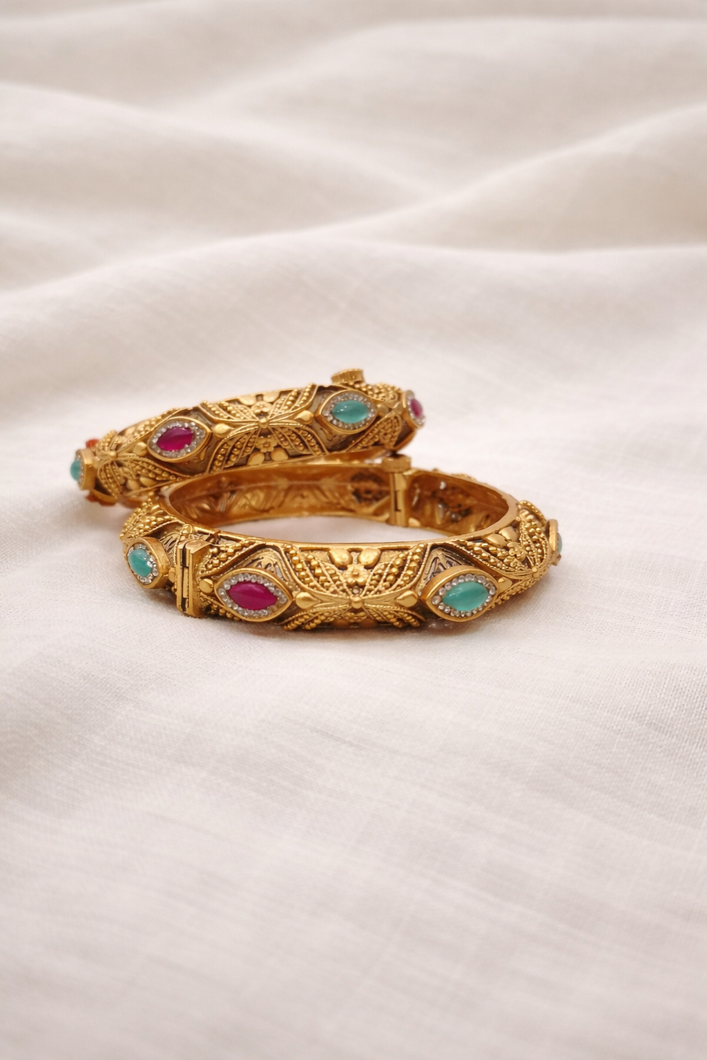 Antique Golden Heritage Bangles(Set of 2)