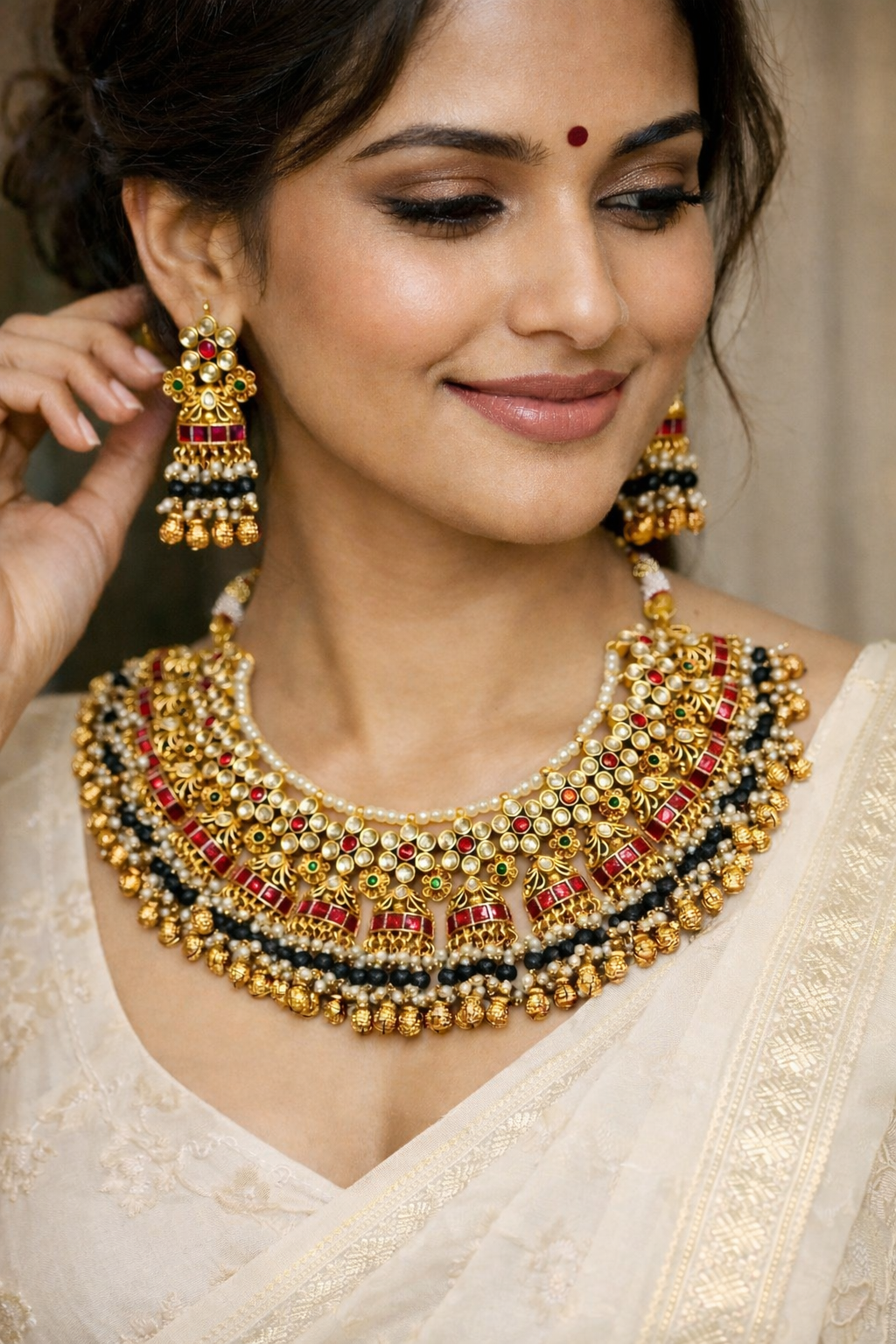 Royal Jadau Pachi Kundan Choker Necklace Set