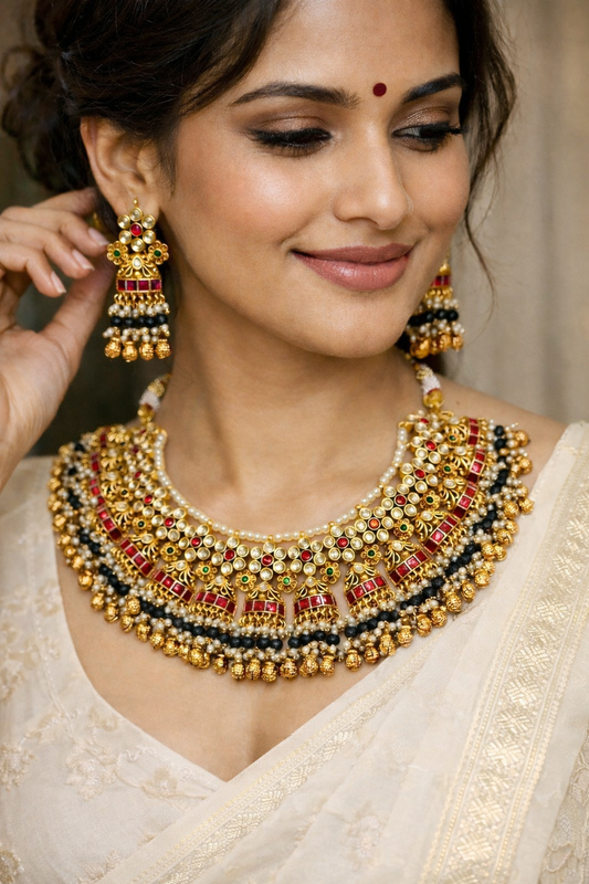 Royal Jadau Pachi Kundan Choker Necklace Set