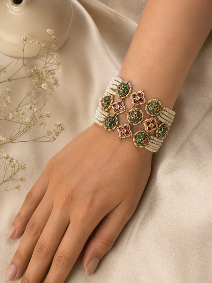 Kundan Pearl String Ponchi Bracelet-G795800