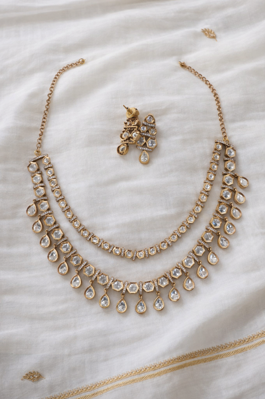 Antique Tone Mossonite Necklace Set