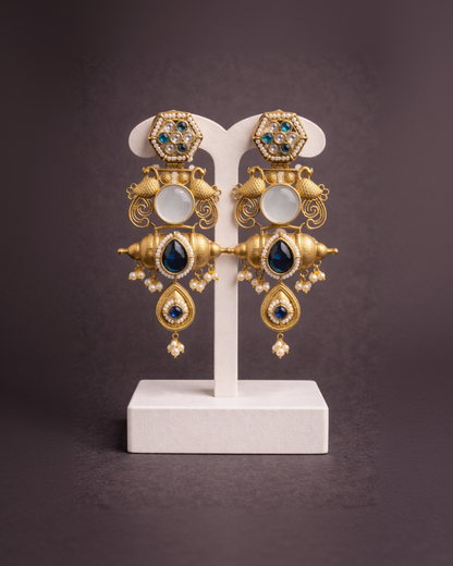 Kashmiri Handmade Gold Toned Earrings-G351100