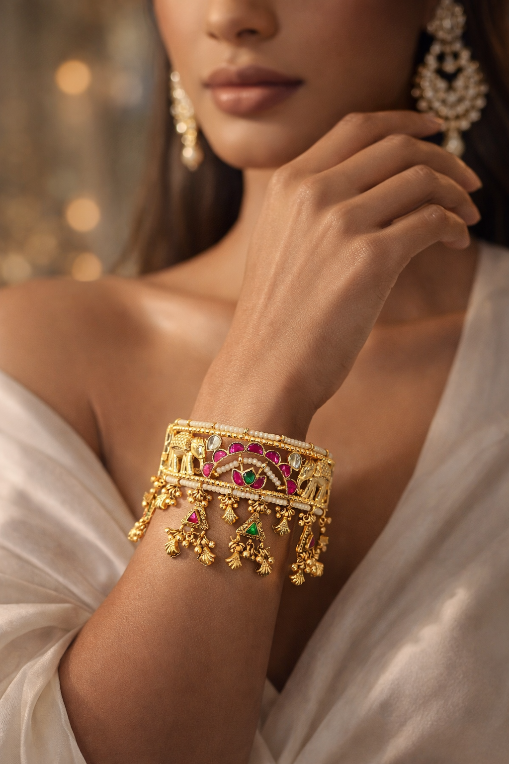 Heritage Elephant Jadau Bangle(Set of 2)-G357300