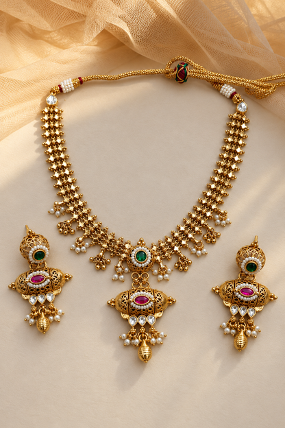 Gold-Plated Dodi Necklace Set-NK2144