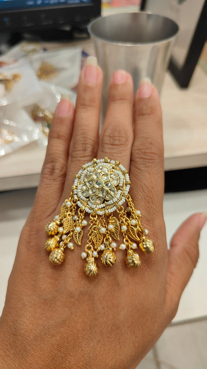 Jadau white kundan Tassle ring