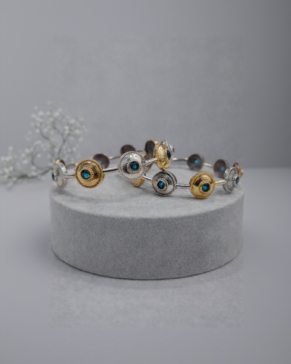 Oxidized Silver Bangles(Set of 2)-G35800
