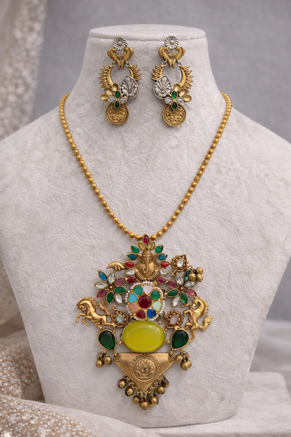 Fusion Gold-Toned Ganesha Pendant Set-G353400