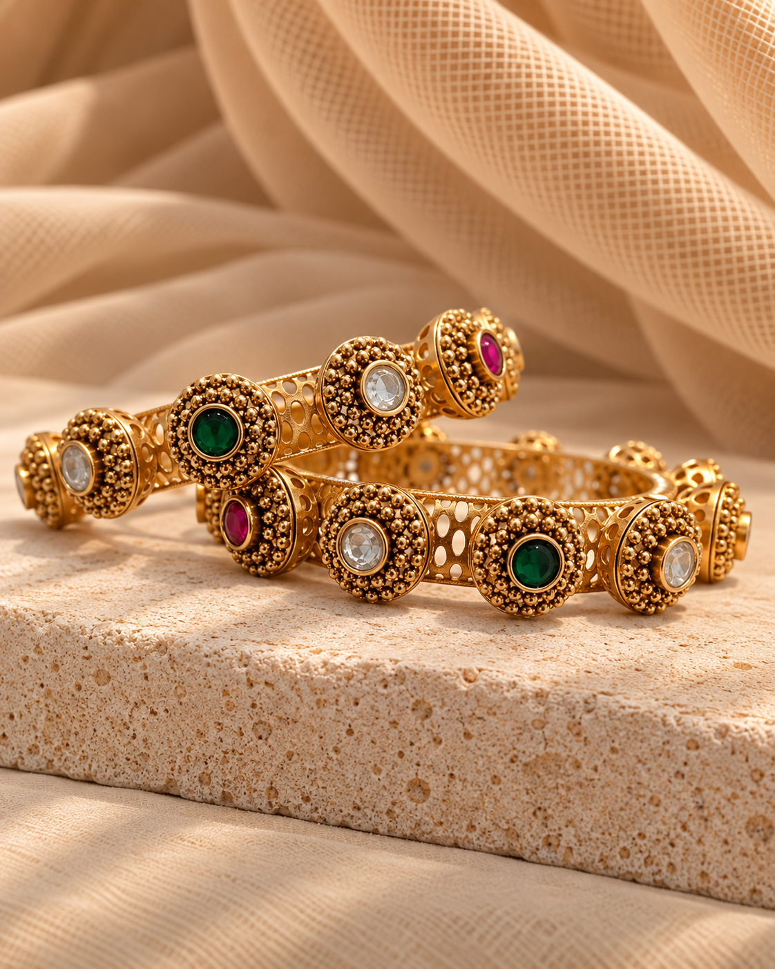 Gold plated Haritage Bangles(Set of 2)-02159