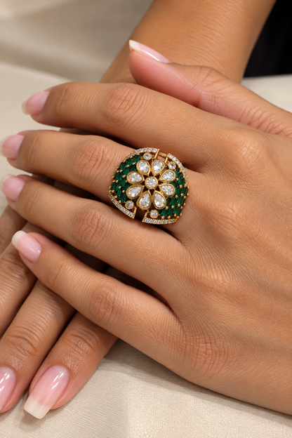 Emrald Moissanite Ring-02138