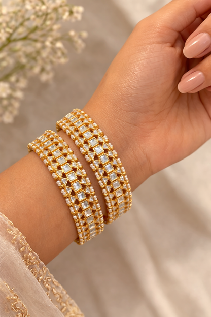 Gold Plated Kundan Polki Bangles