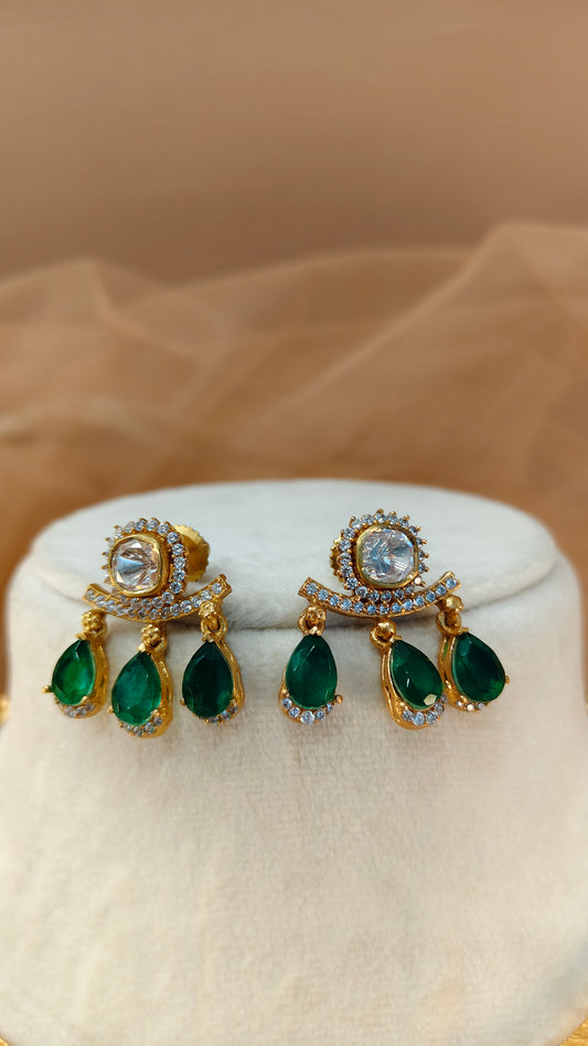 Moissanite Emerald Teardrop Hasli Choker Set-G425400