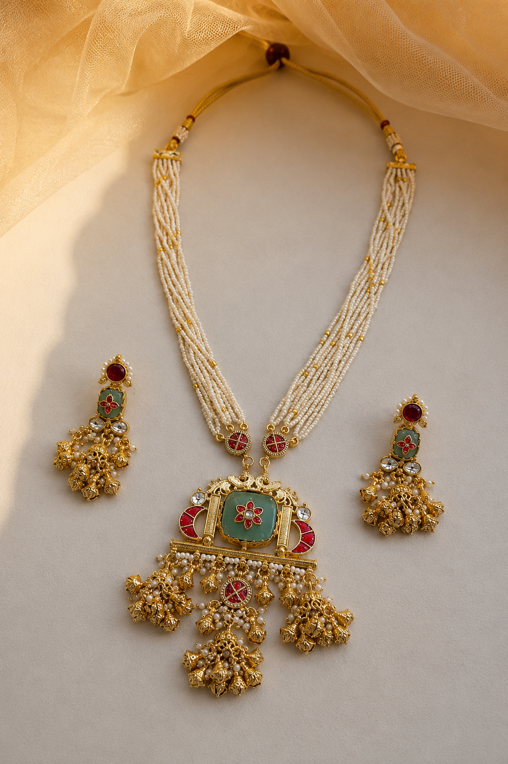 Kundan Long Necklace Set-G454800
