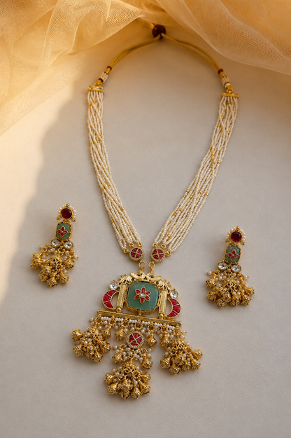Kundan Long Necklace Set-G454800