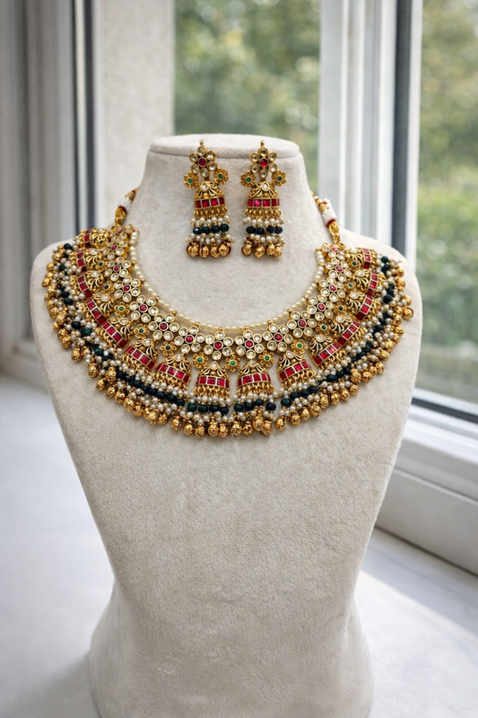 Royal Jadau Pachi Kundan Choker Necklace Set