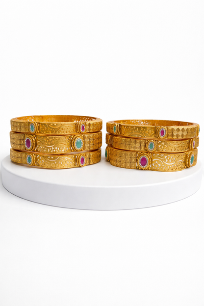 Gold Plated Bangles(Set of 6)