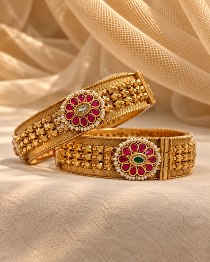 Gold plated Haritage Bangles(Set of 2)-02163