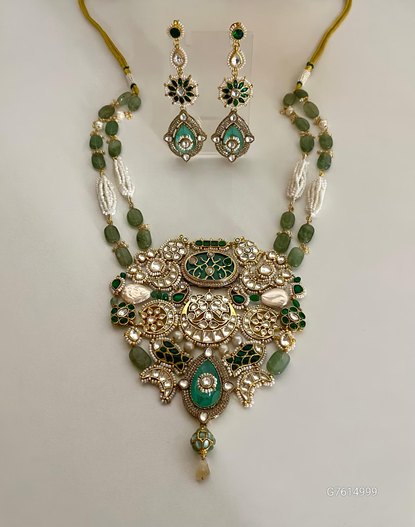 Celestial Teal & Royal Blue Kundan Necklace Set-G3514400