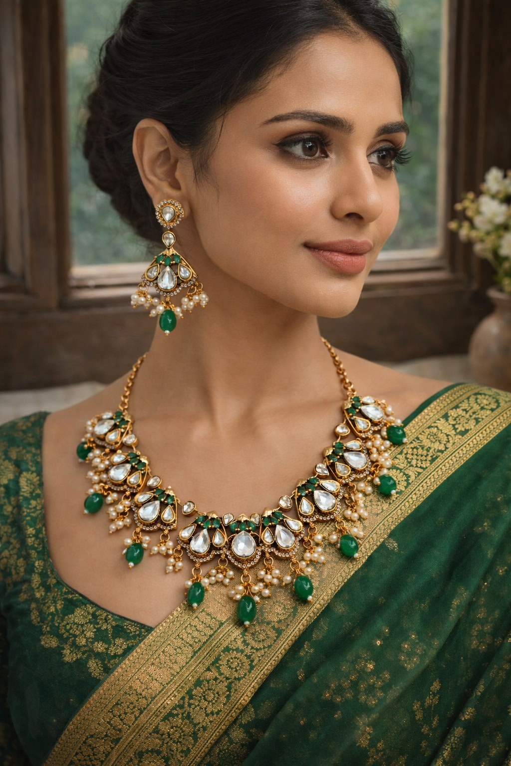 Kundan & Pearl Traditional Indian Necklace Set