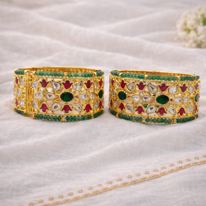 Handcrafted Jadau Kada Bangles(Set of 2)