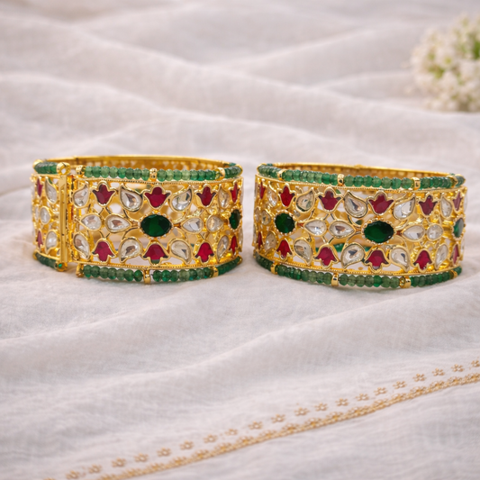 Handcrafted Jadau Kada Bangles(Set of 2)