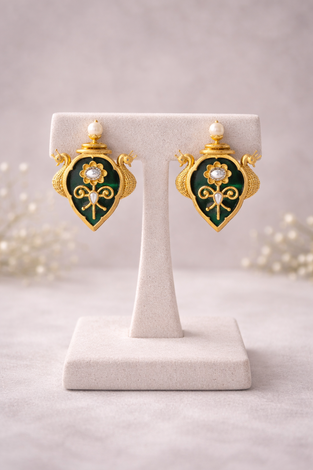 Fusion Emerald Green Enamel Hasli Necklace Set-G352100