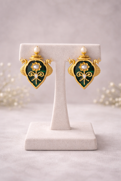 Fusion Emerald Green Enamel Hasli Necklace Set-G352100