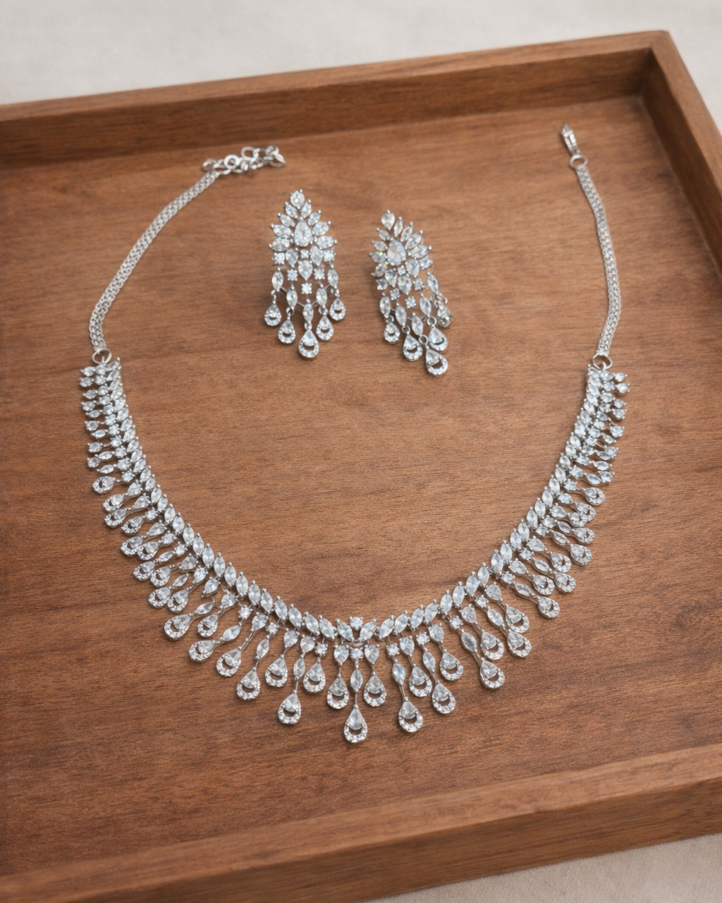 American Zirconia Diamond Necklace Set-G353700