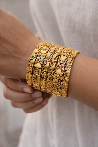 Gold Plated Bangles(Set of 6)