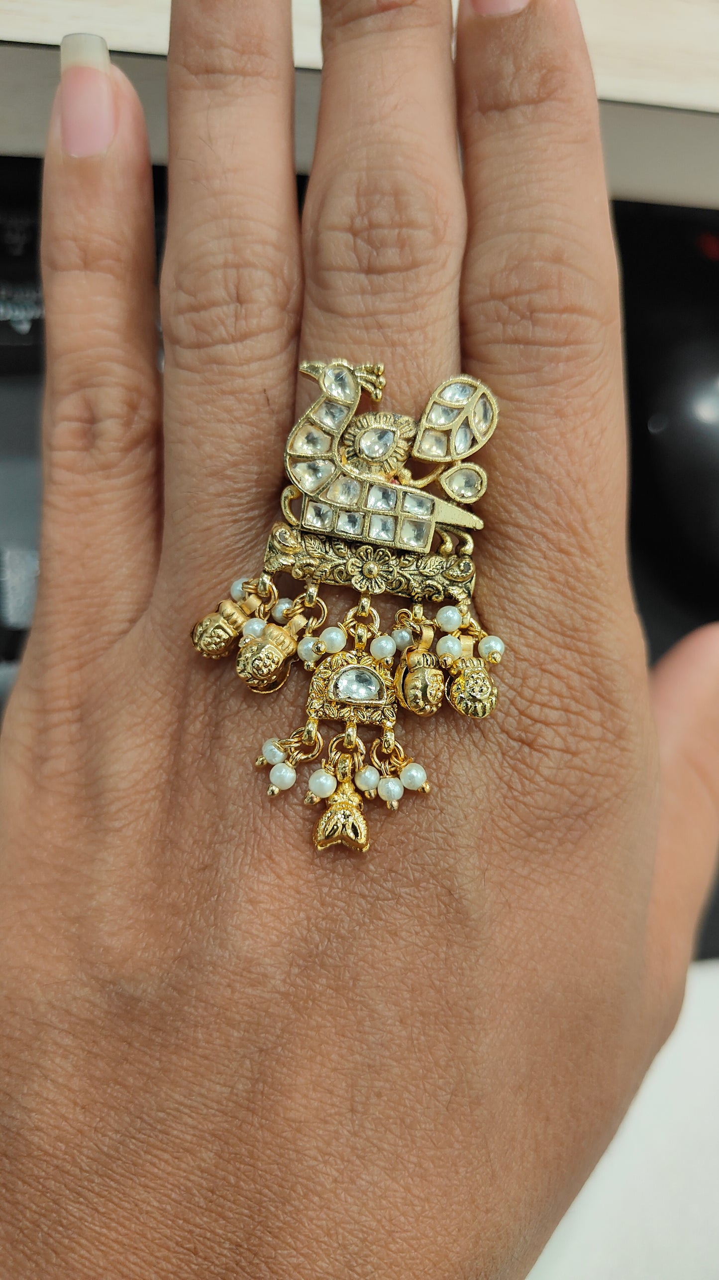 Jadau Peacock Statement Ring