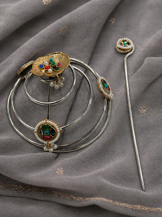 Jadau Kundan Hair Bun Cage-G741200