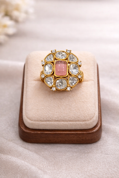 Mossainte Zircon Polki Ring