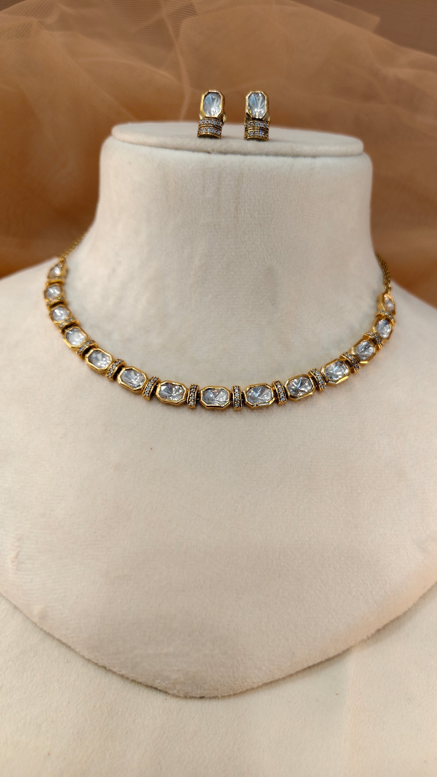 Moissanite Gold-Tone Necklace Set-G422400