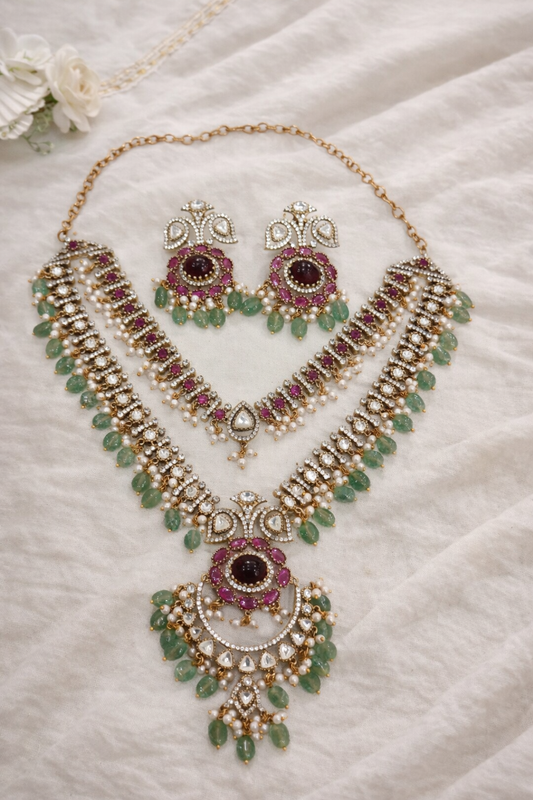 Ruby Kundan Polki Bridal Necklace Set