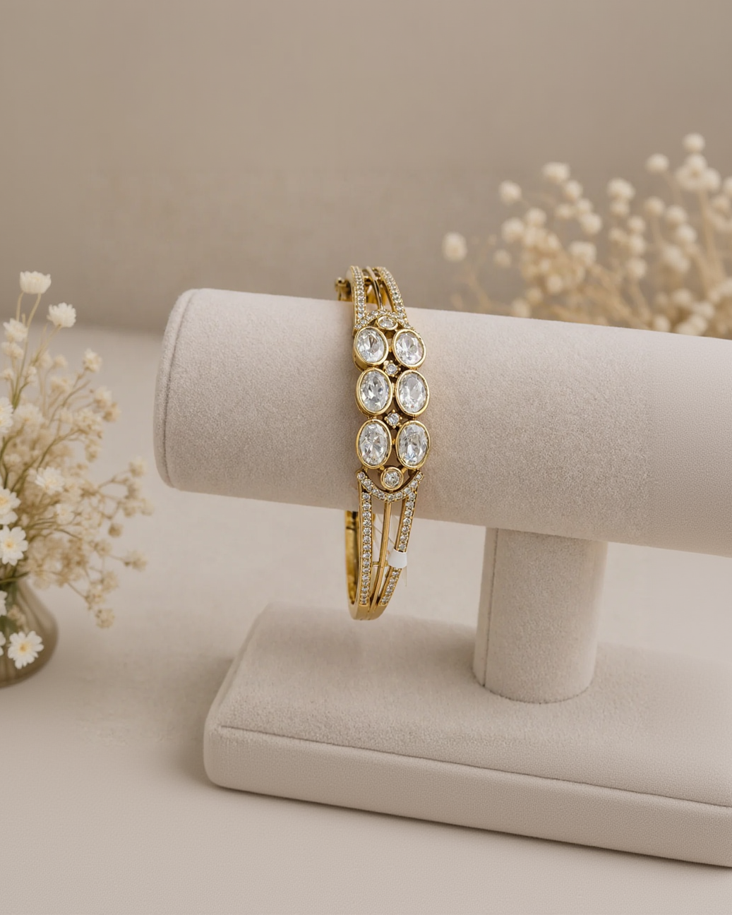 Gold-Toned Moissanite Bracelet Kada-G75800