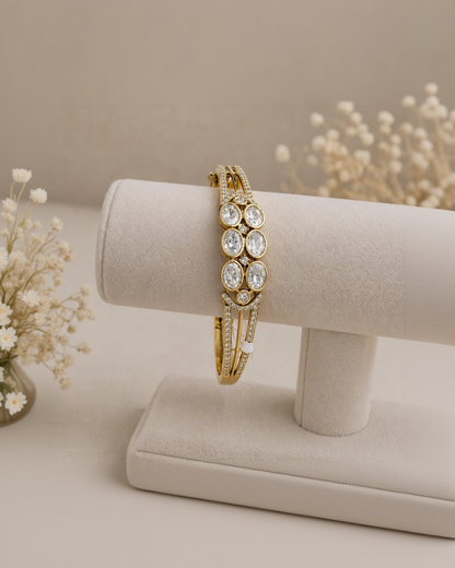 Gold-Toned Moissanite Bracelet Kada-G75800