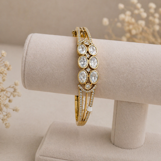 Gold-Toned Moissanite Bracelet Kada-G75800