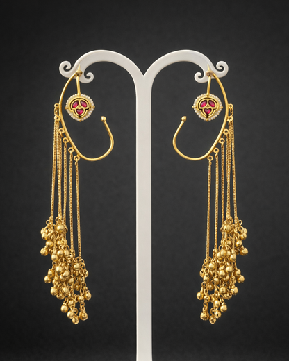 Gold Plated Ghungroo Style Ear Cuffs"-G351000