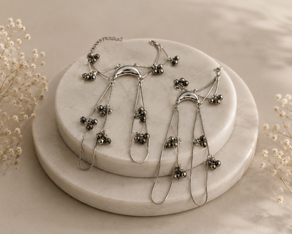 Oxidised Moon Haath Phool/Hand Harness(Pair)-G351300