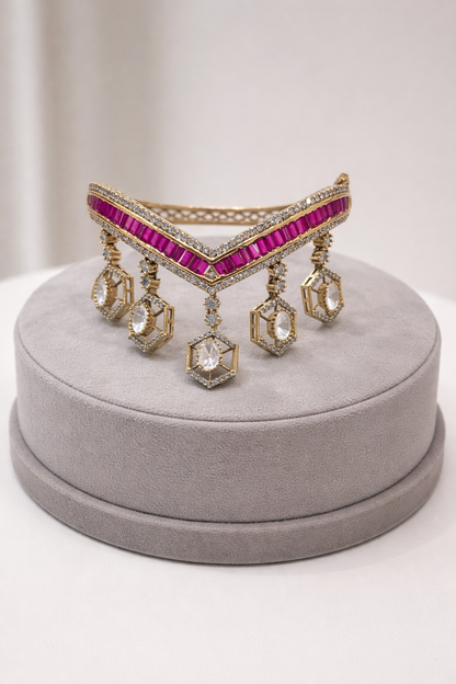 Opulent Ruby & Diamond Octagon Dangle Bracelet-G352100